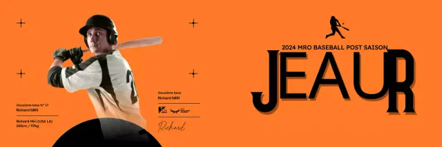 Motif sportif avec noms d'équipes de baseball et photos de joueurs