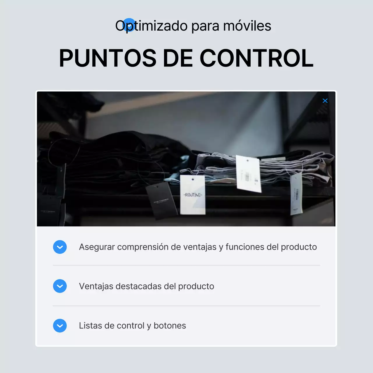 Promueva los puntos de control de moda en azul y blanco