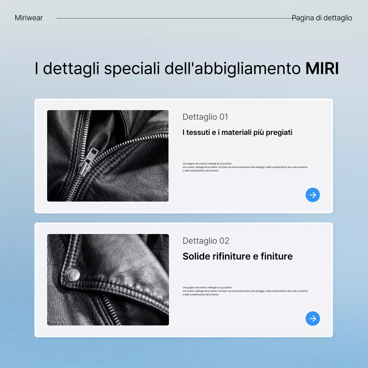 Descrivere e promuovere la moda di tendenza in blu e bianco