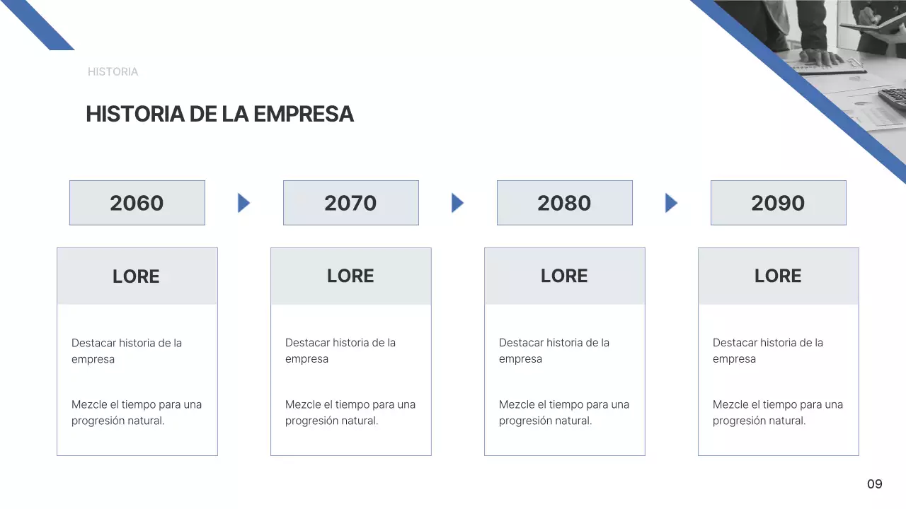 Un sencillo informe corporativo en azul y azul claro