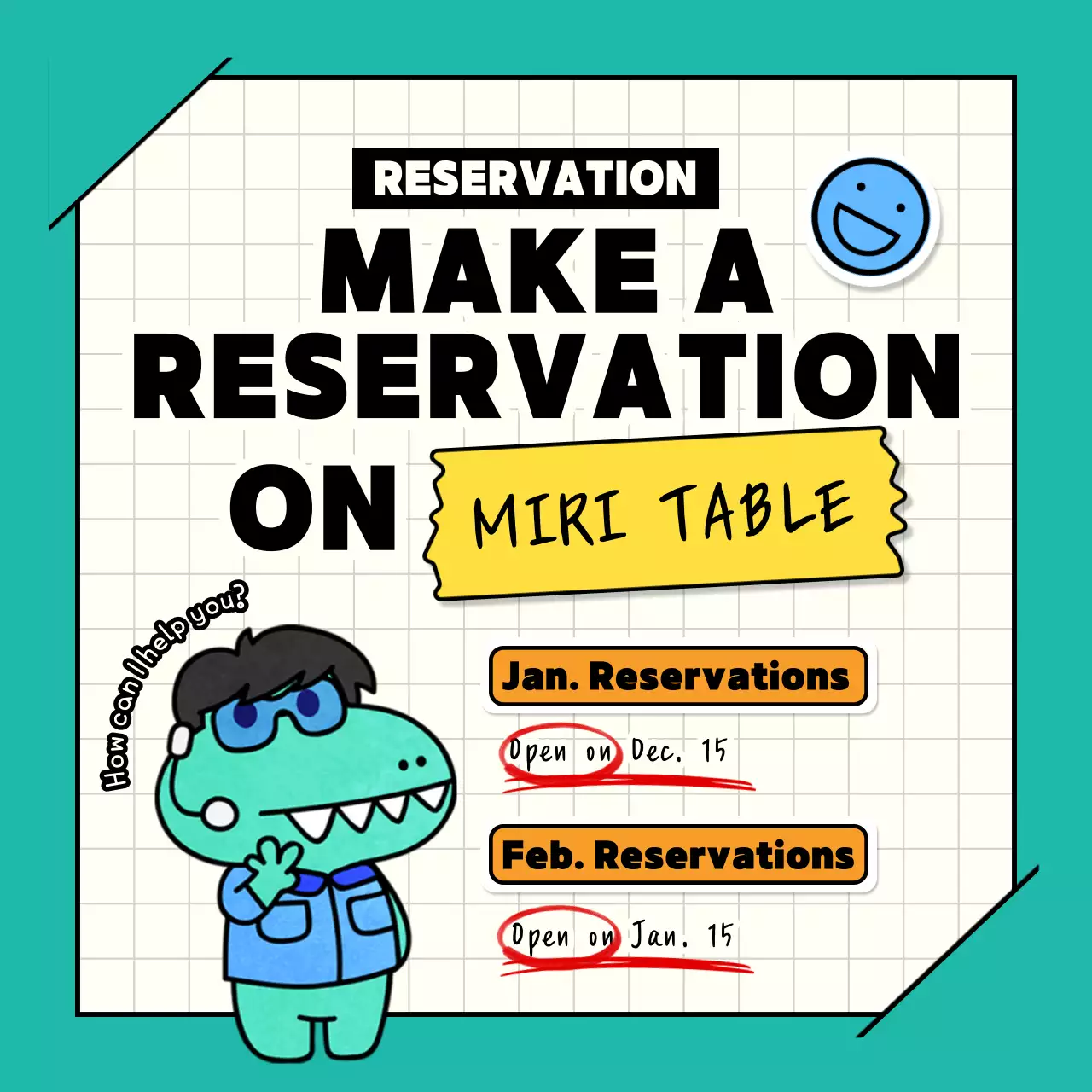 Teal Comic Reservation Announcement Social Media Post