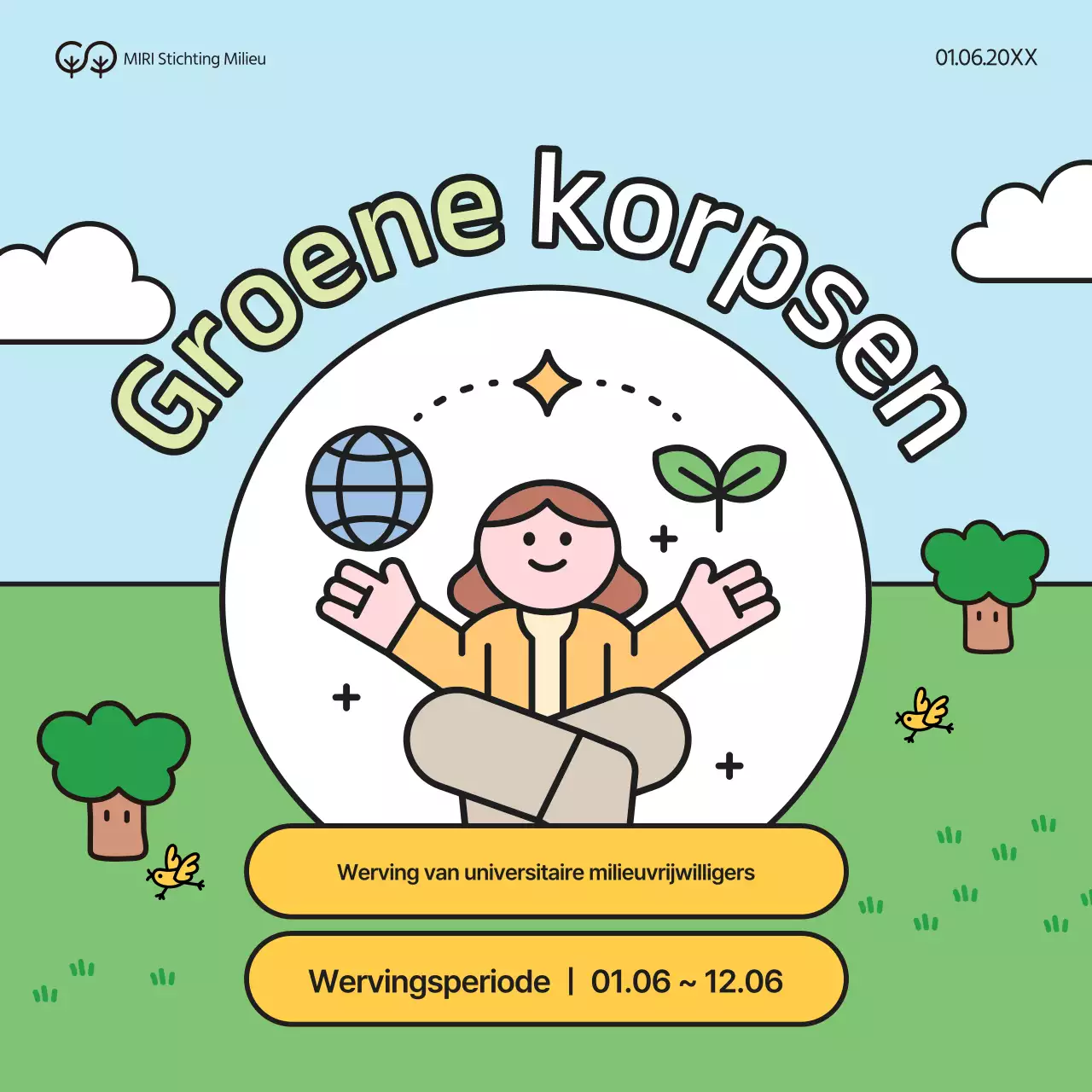 Wervingscampagne voor groene en gele universitaire milieuvrijwilligers