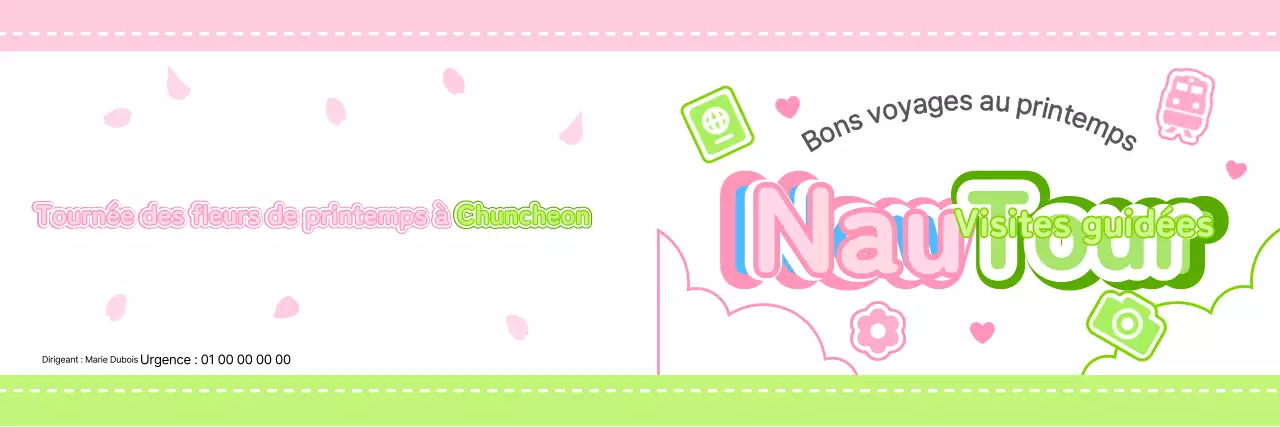 Créez un guide touristique mignon avec des nuages et différentes icônes.