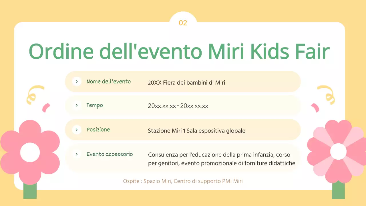 Il bando azzurro e giallo per gli espositori della Fiera dei bambini