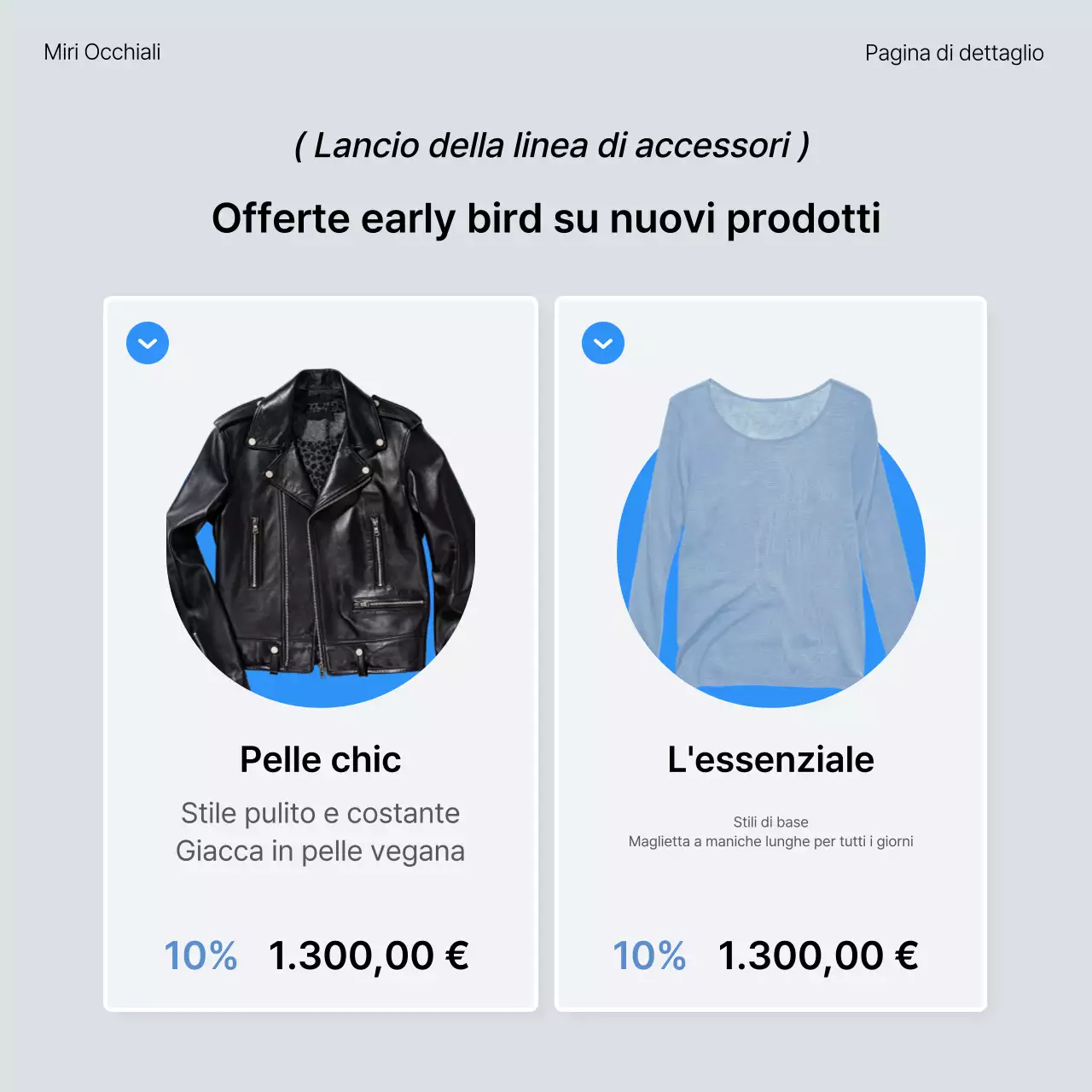 Descrivere e promuovere la moda di tendenza in blu e bianco