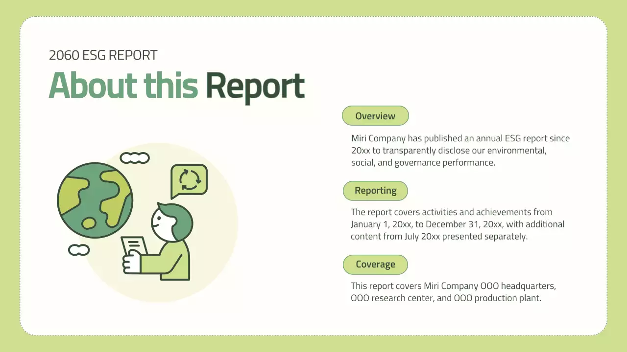 Green Minimal Esg 보고서 문서 프레젠테이션