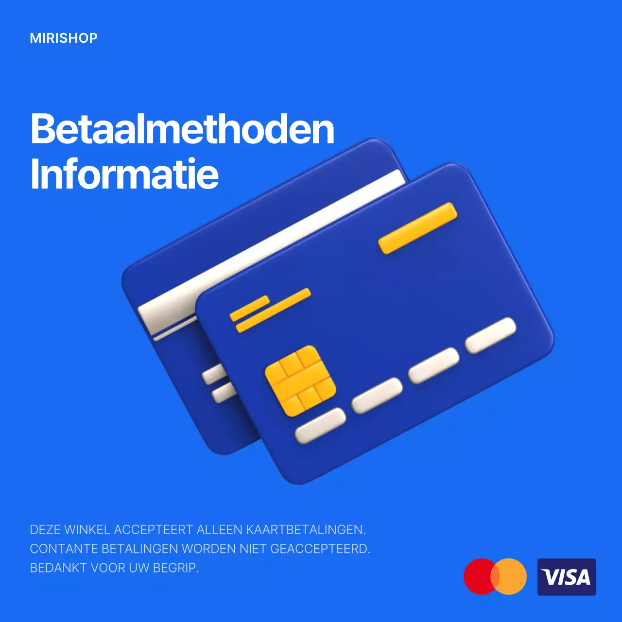 Een eenvoudige blauw-witte betaalkaart