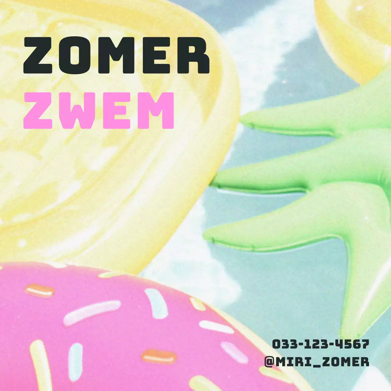 Eenvoudige vakantiepost voor zwembad in geel en zwart