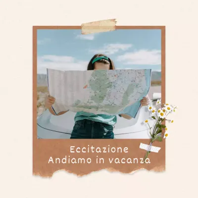 Una foto polaroid di un accogliente picnic di vacanza in bianco e avorio.