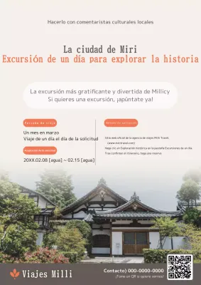 Promocione excursiones de un día con fotos de arquitectura tradicional en beige y naranja