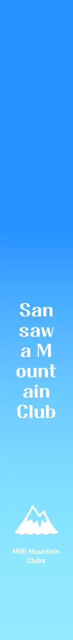 Mempromosikan klub pendakian gunung dengan warna merah dan biru