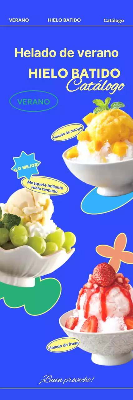 Banner de helado de verano sobre fondo azul