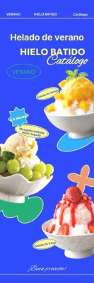 Banner de helado de verano sobre fondo azul