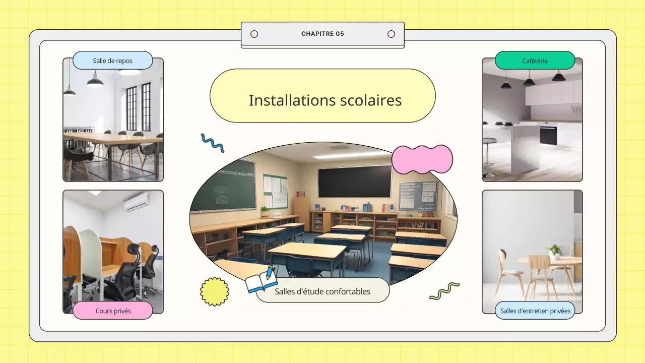 Prospectus scolaire kitsch jaune et menthe