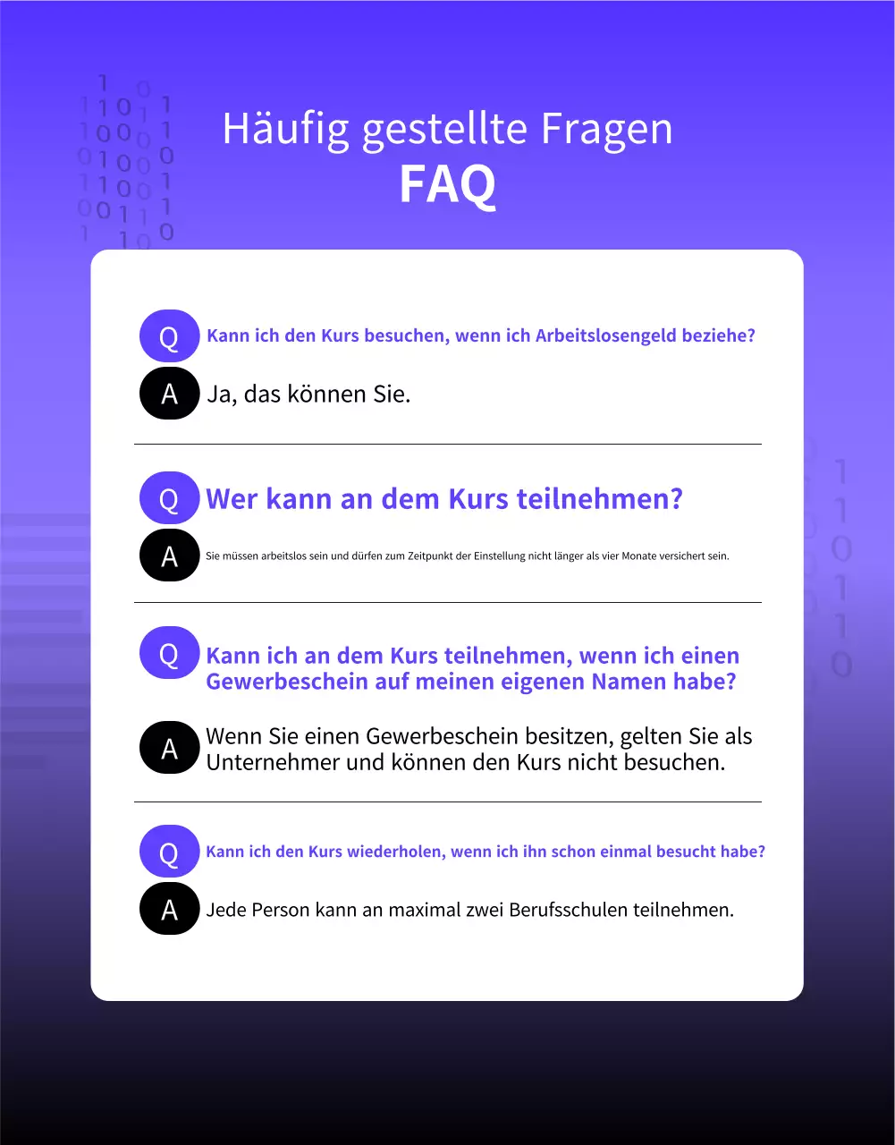 Eine einfache, lila-schwarze Stellenausschreibung für Hochschulabsolventen