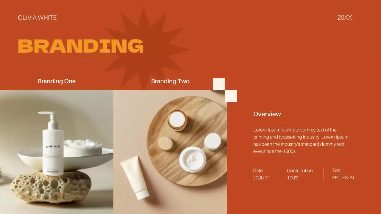 오렌지 모던 포트폴리오 문서 프레젠테이션