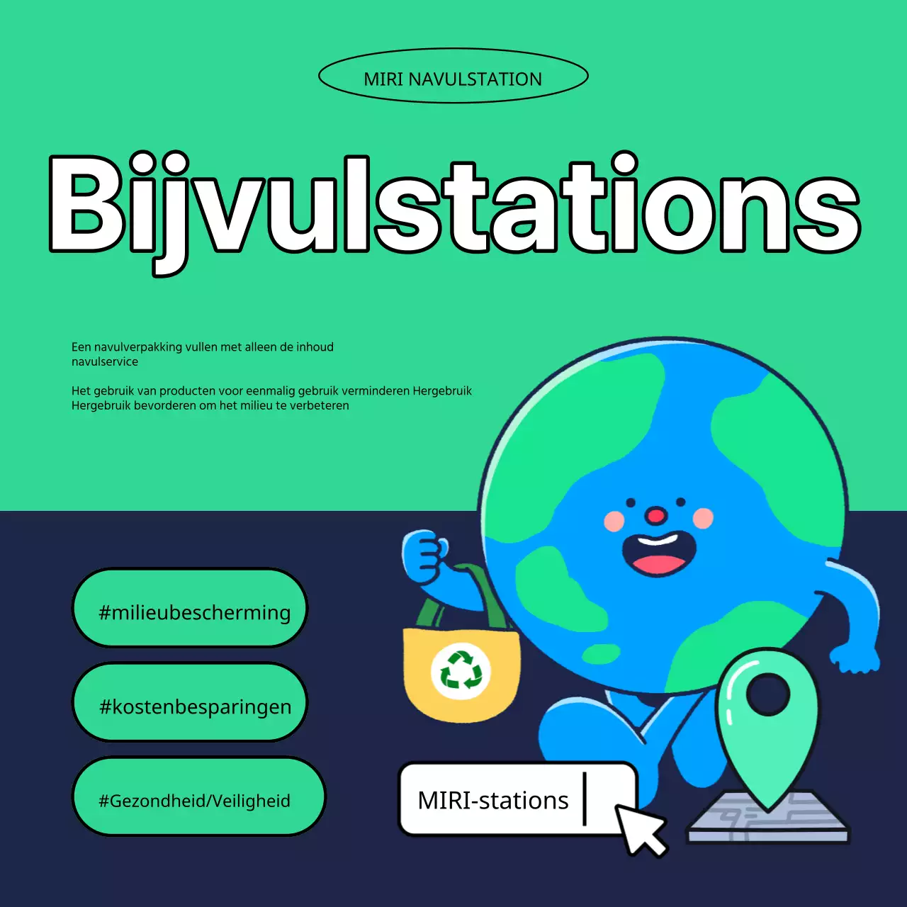 Groene en marineblauwe natuurlijke Earth Day-evenementen promoten