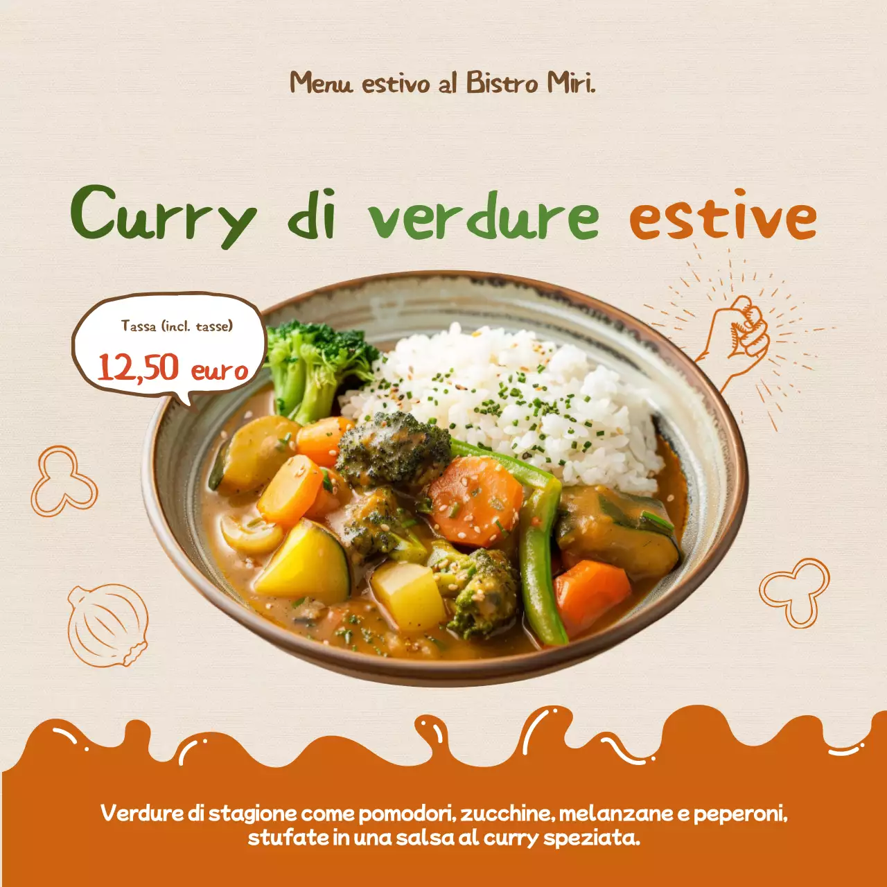 Promuovere cibi estivi vintage di stagione in beige e marrone