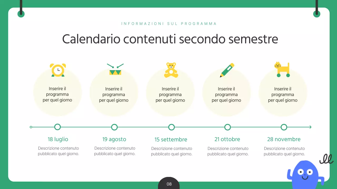 Un report analitico sui contenuti per bambini di colore verde e giallo