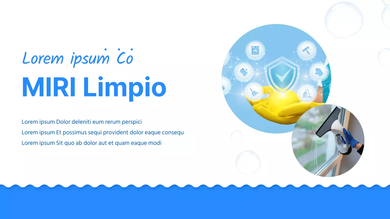 Un sencillo folleto azul y blanco de empresa de limpieza de mudanzas