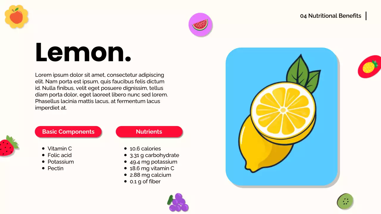 Colorful Trendy Fruit Guide Presentation
