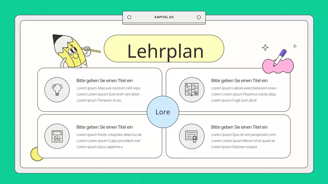 Kitschiger mint-gelber Schulprospekt