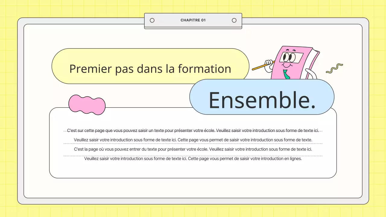 Prospectus scolaire kitsch jaune et menthe