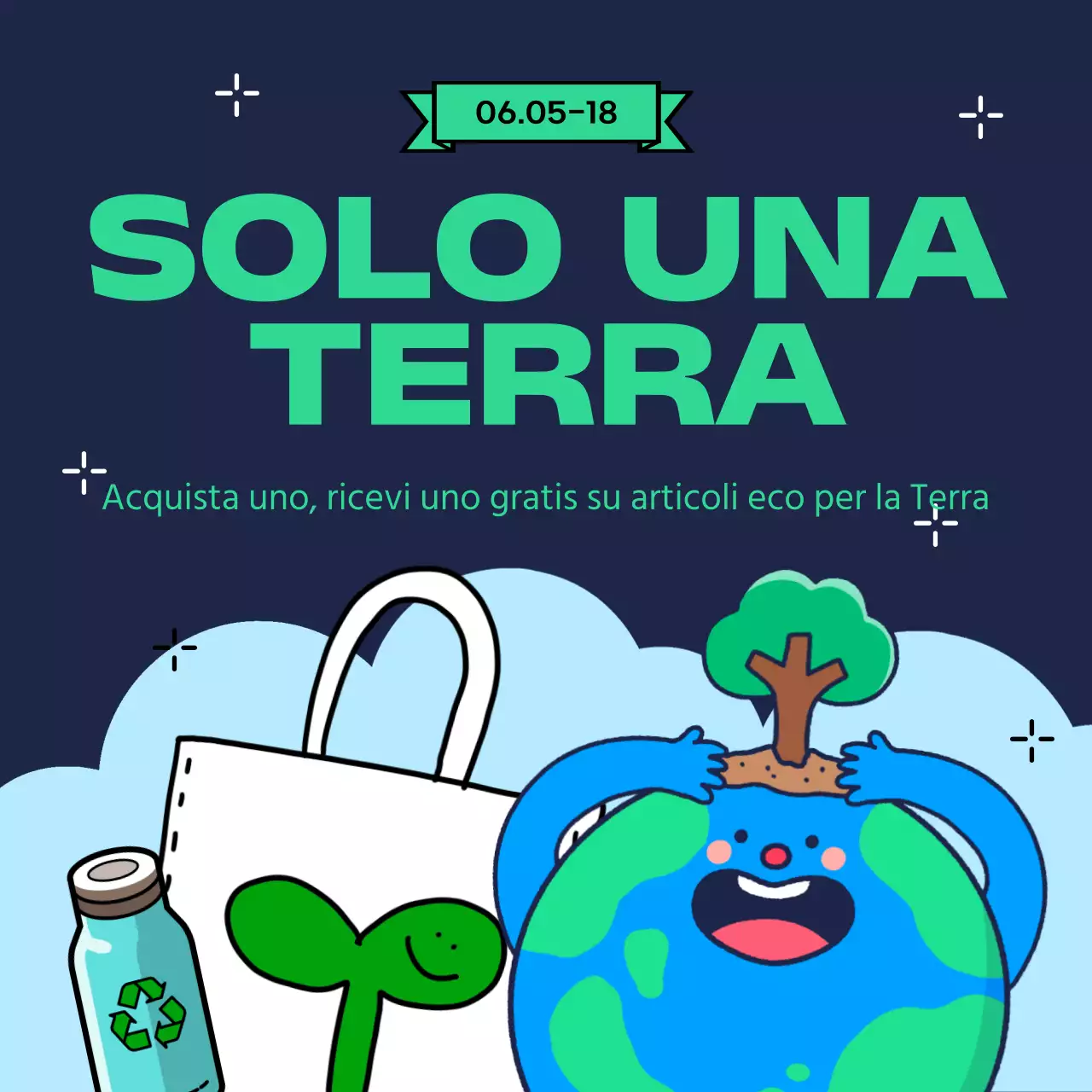 Promuovete gli eventi della Giornata della Terra in verde e blu navy.
