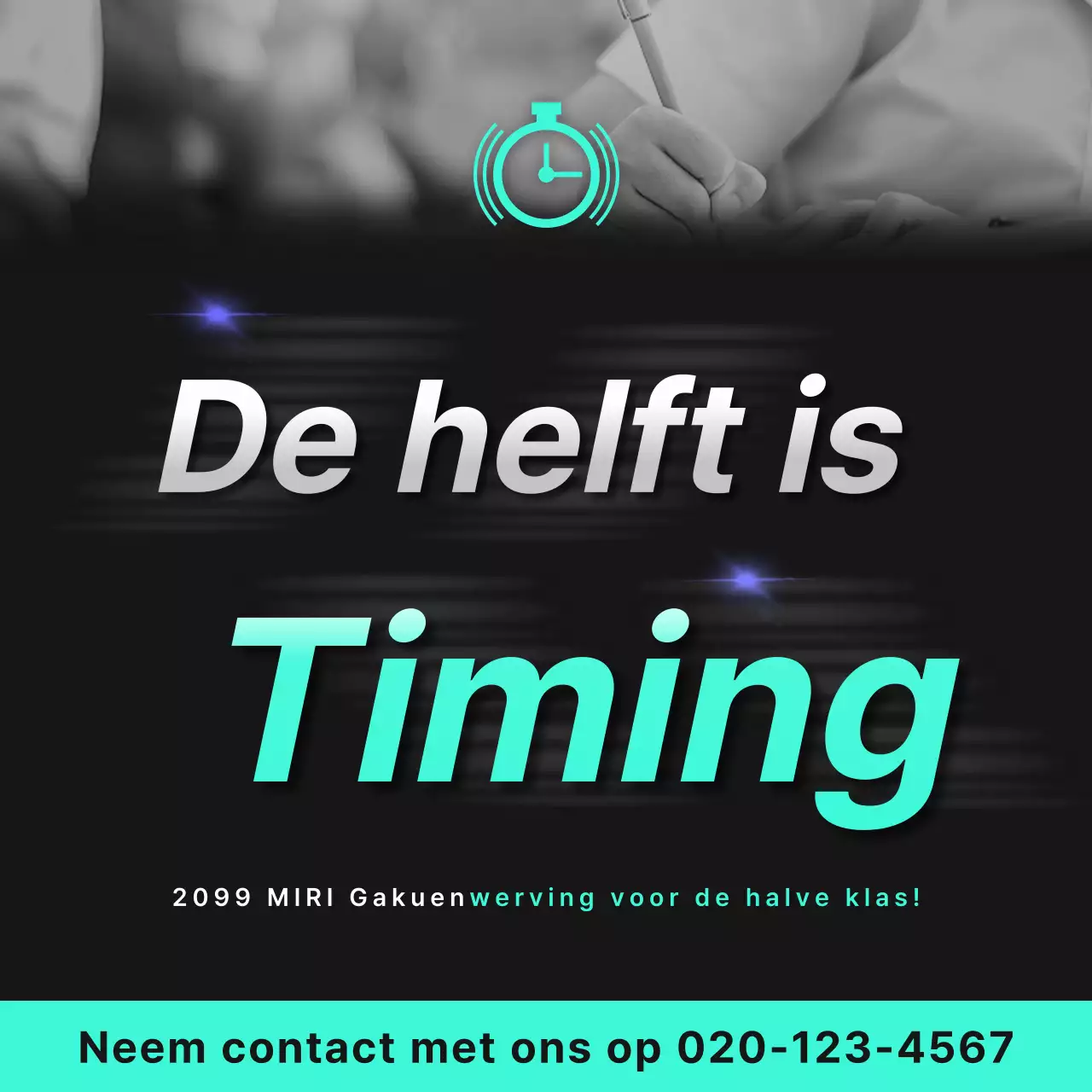 Maak reclame voor halve scholen met mint en zwarte accenten