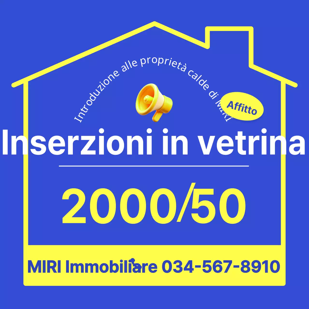 Annunci immobiliari semplici in giallo e blu