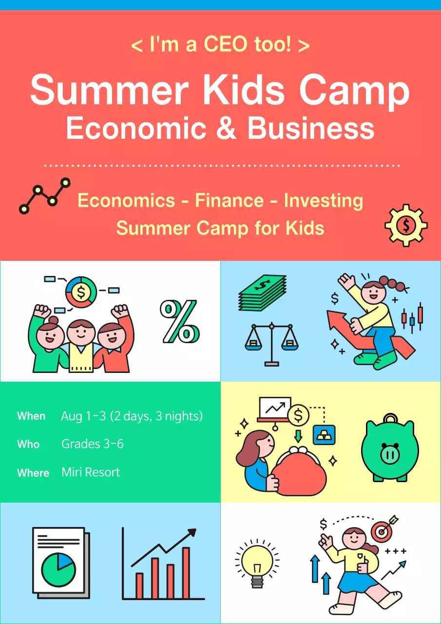 Coral Modern Kids Camp Announcement Poster