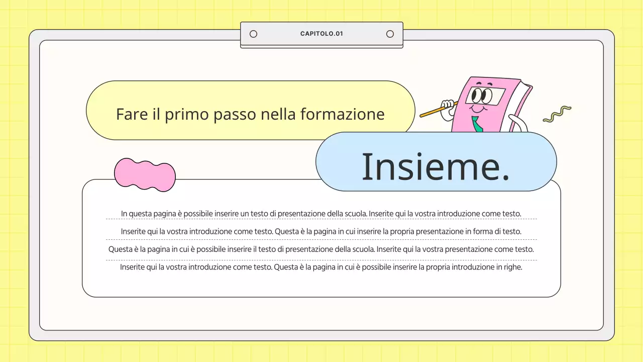 Prospetto scolastico giallo e menta in stile kitsch