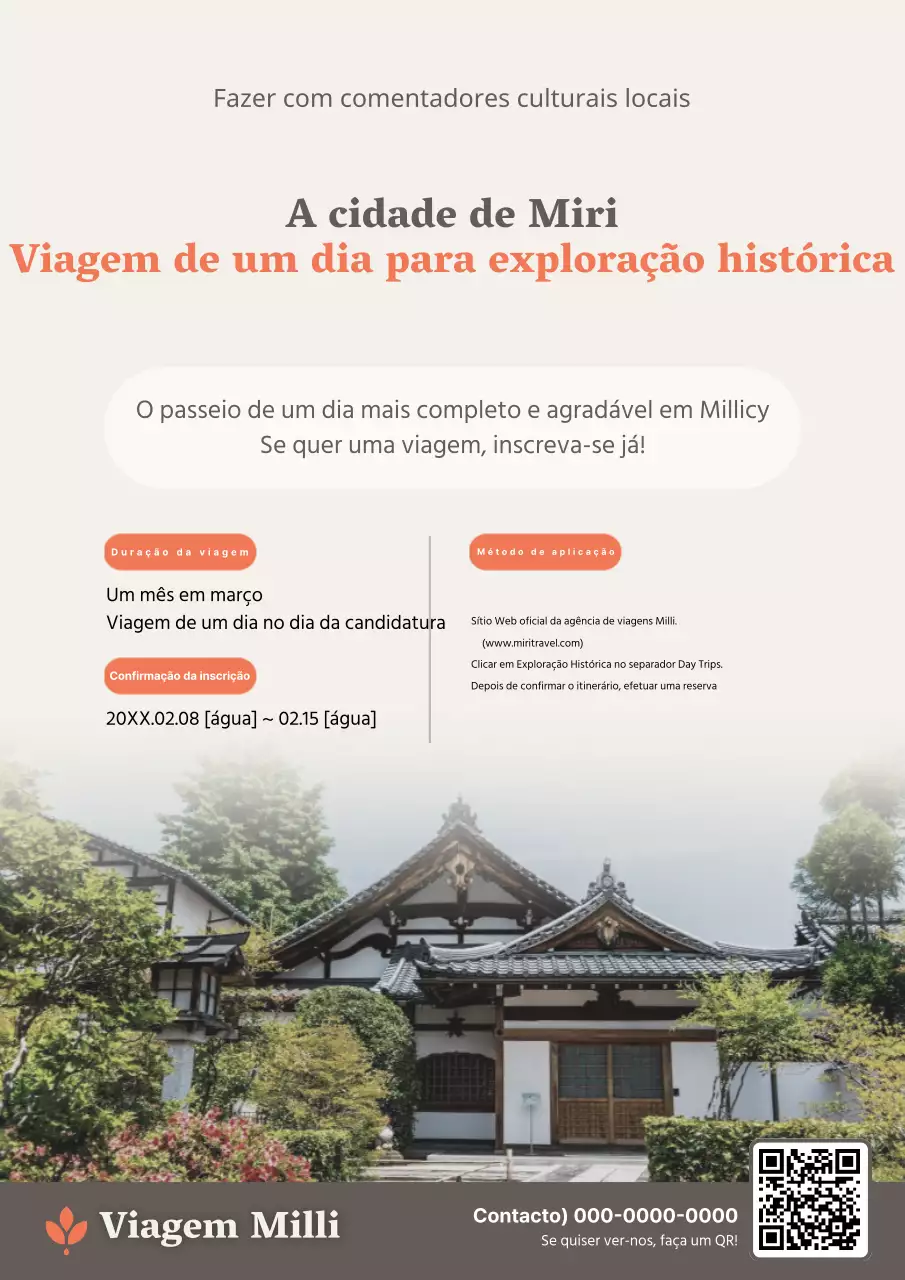 Promover viagens de um dia com fotografias de arquitetura tradicional em bege e laranja