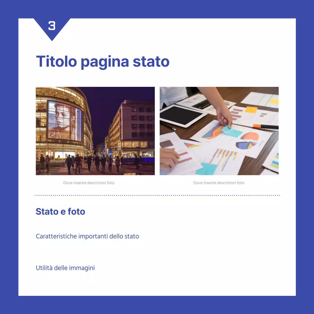 Un semplice rapporto di valutazione delle prestazioni aziendali in bianco e blu
