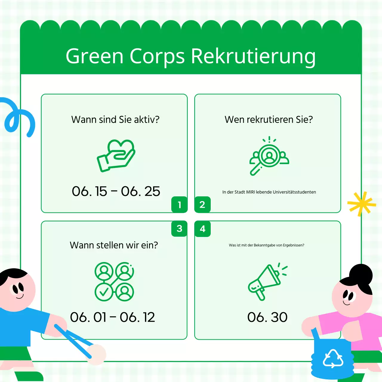 Förderung der Rekrutierung von rosa und grünen Umweltfreiwilligen unter den Studenten