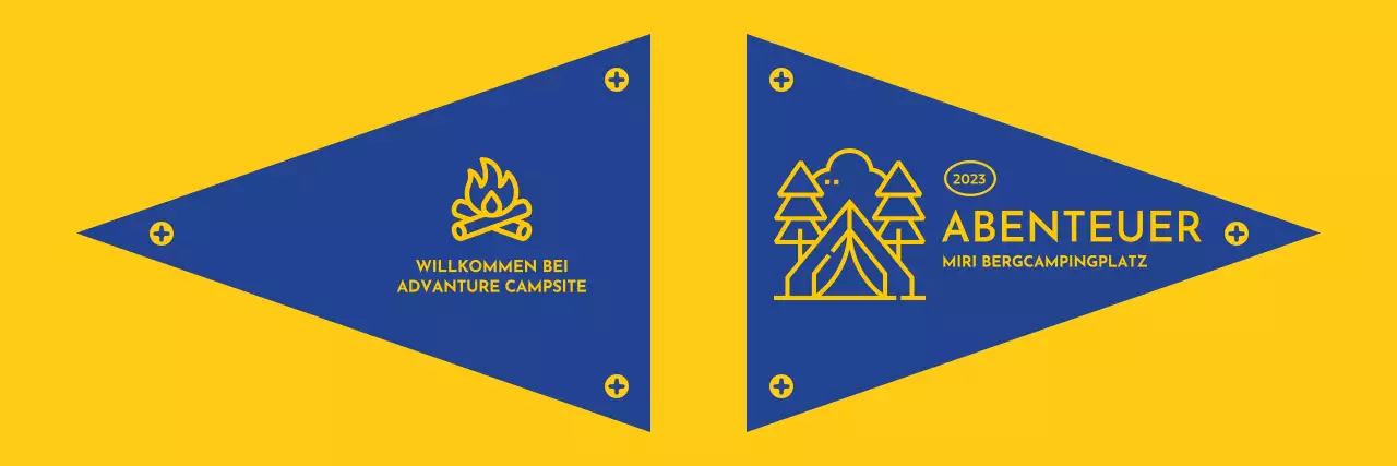 Gestaltung eines Campingplatzes mit illustrierten Symbolen