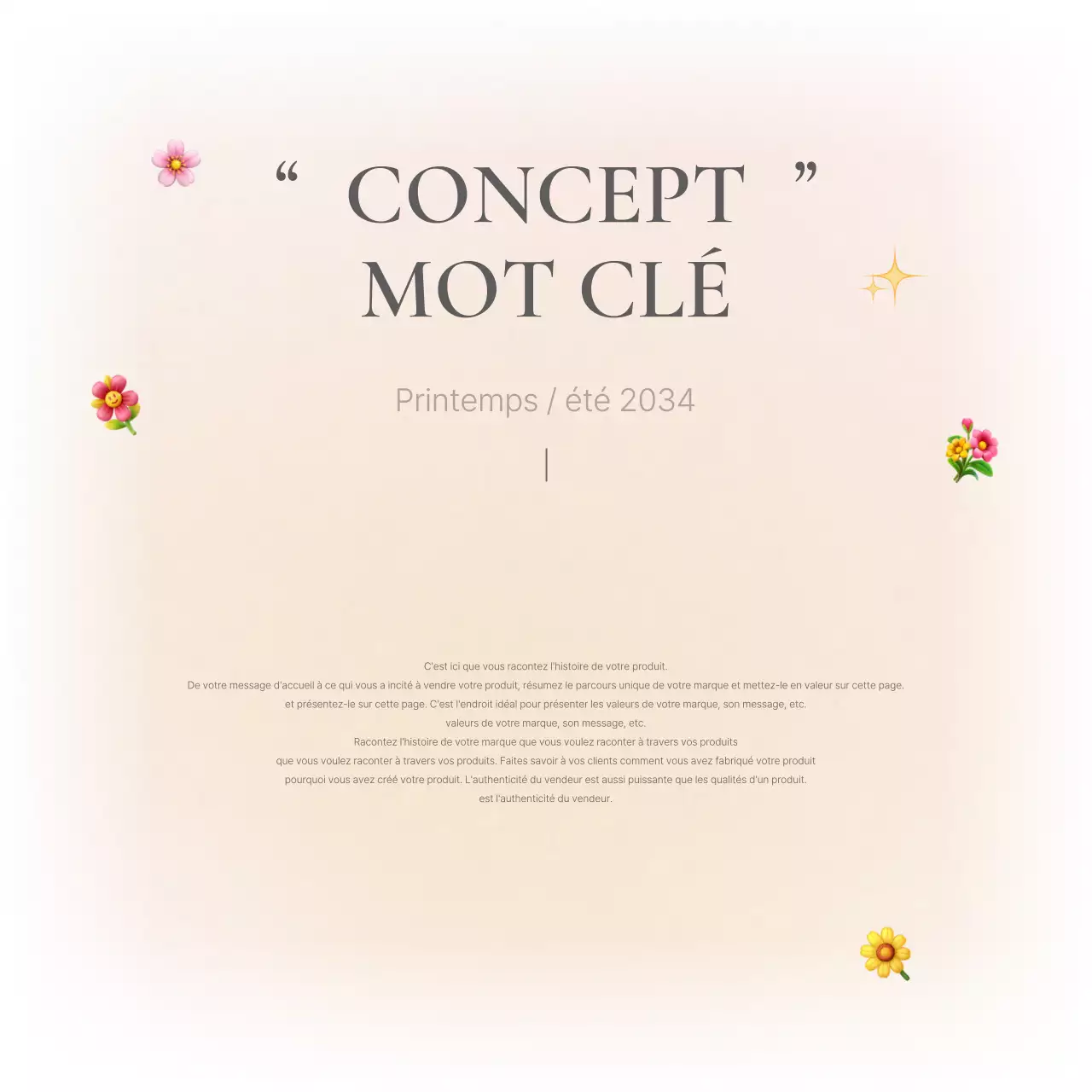 Une page d'introduction ou une publicité pour un centre commercial de mode avec un style simple d'emojis blancs et gris.