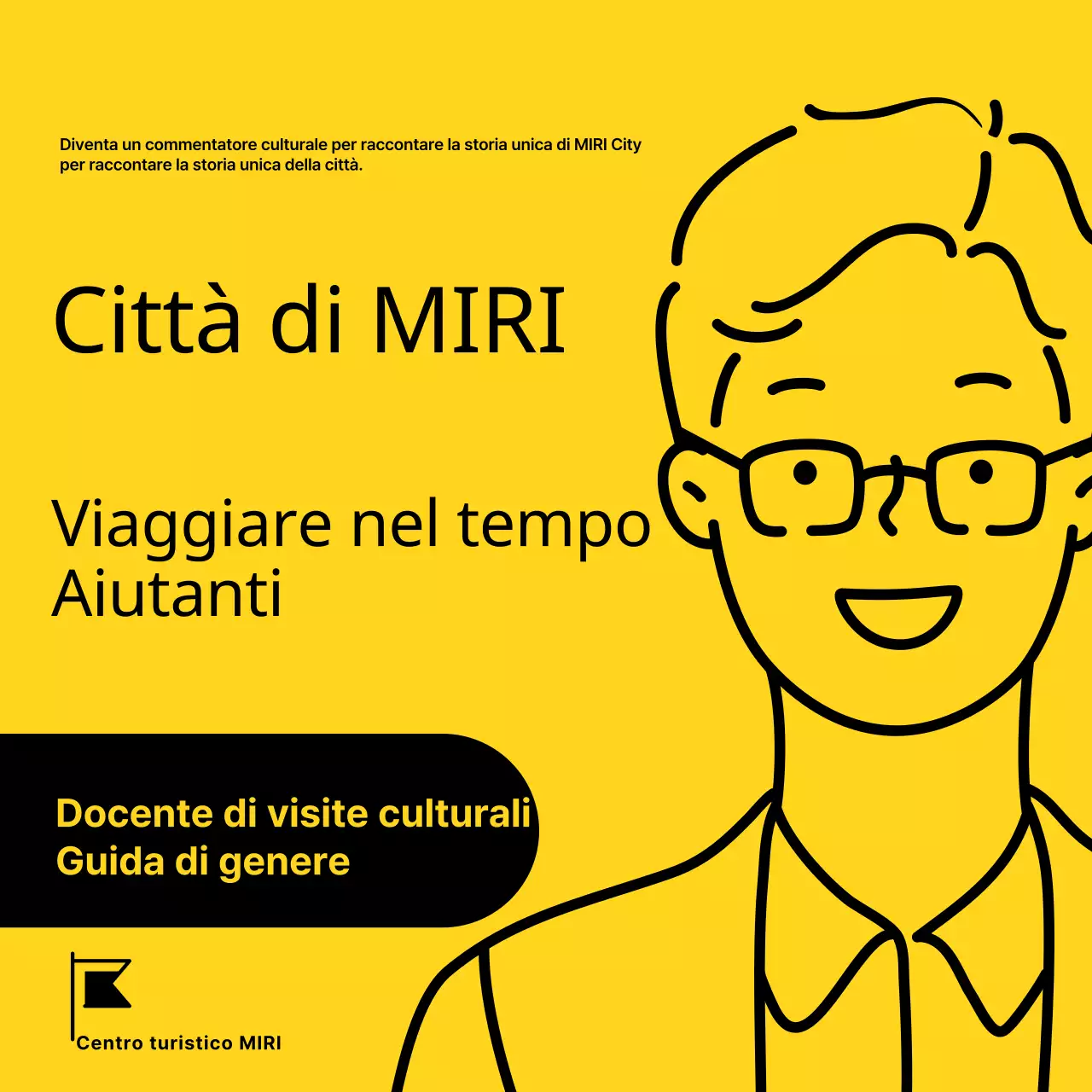 Campo di reclutamento per commentatore culturale minimalista giallo e nero