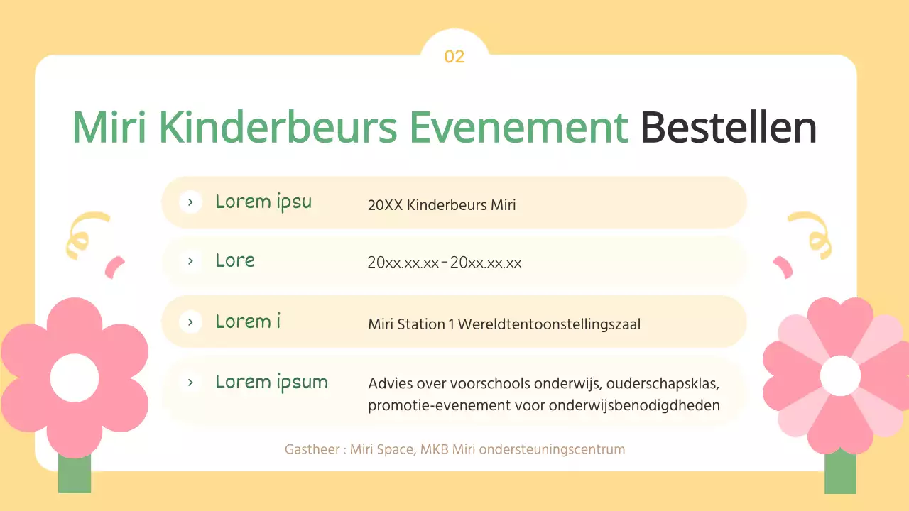 De lichtblauwe en gele oproep voor exposanten op de Kids Fair