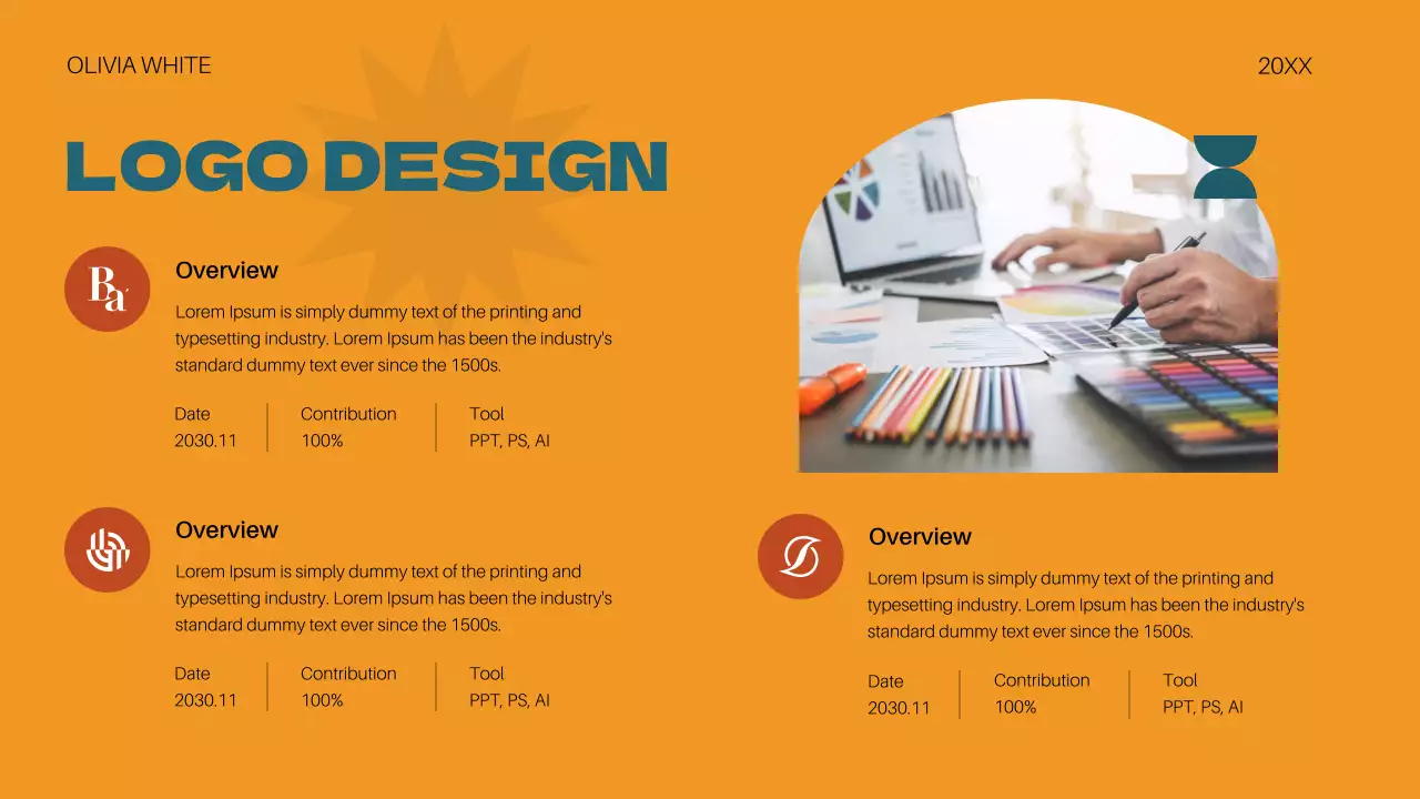 오렌지 모던 포트폴리오 문서 프레젠테이션
