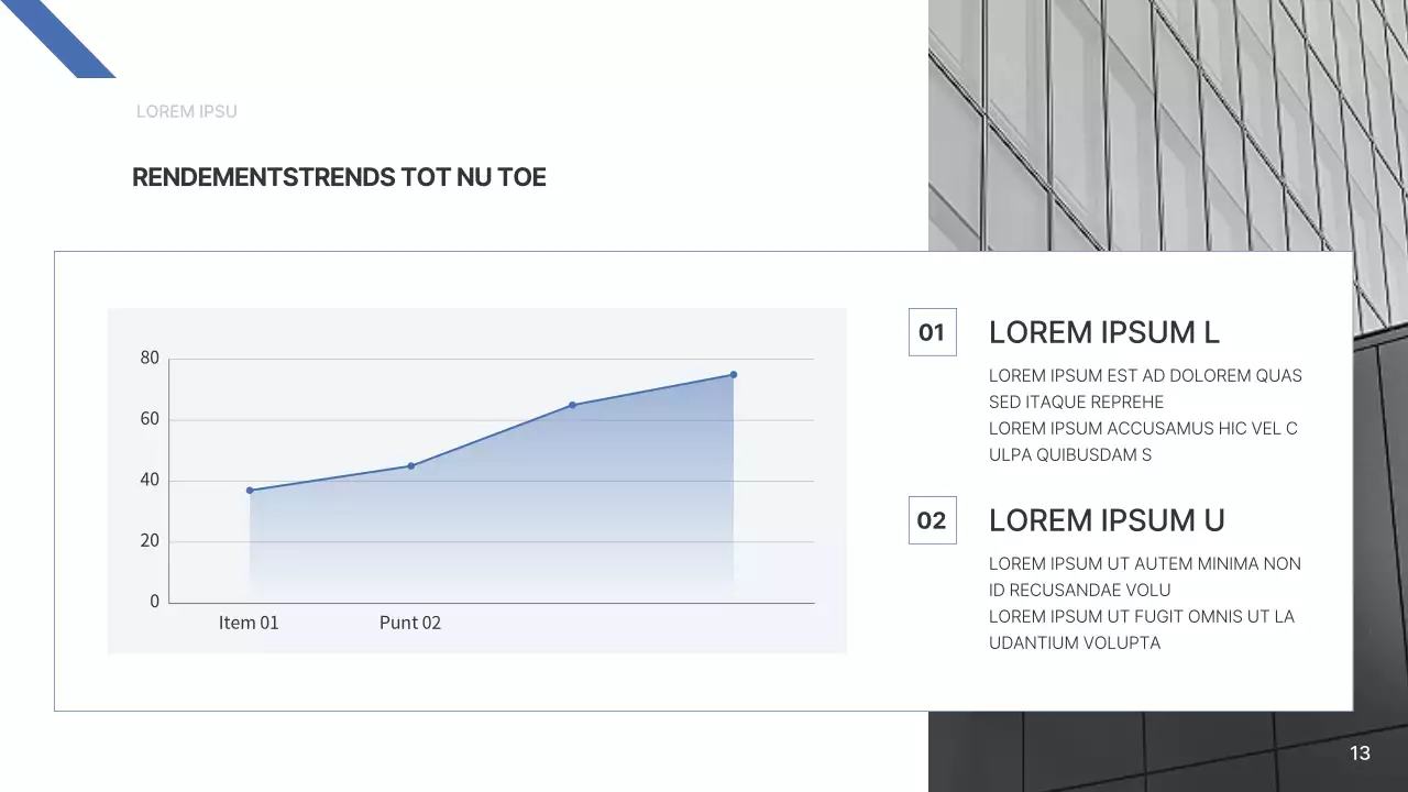 Een eenvoudig bedrijfsrapport in blauw en lichtblauw