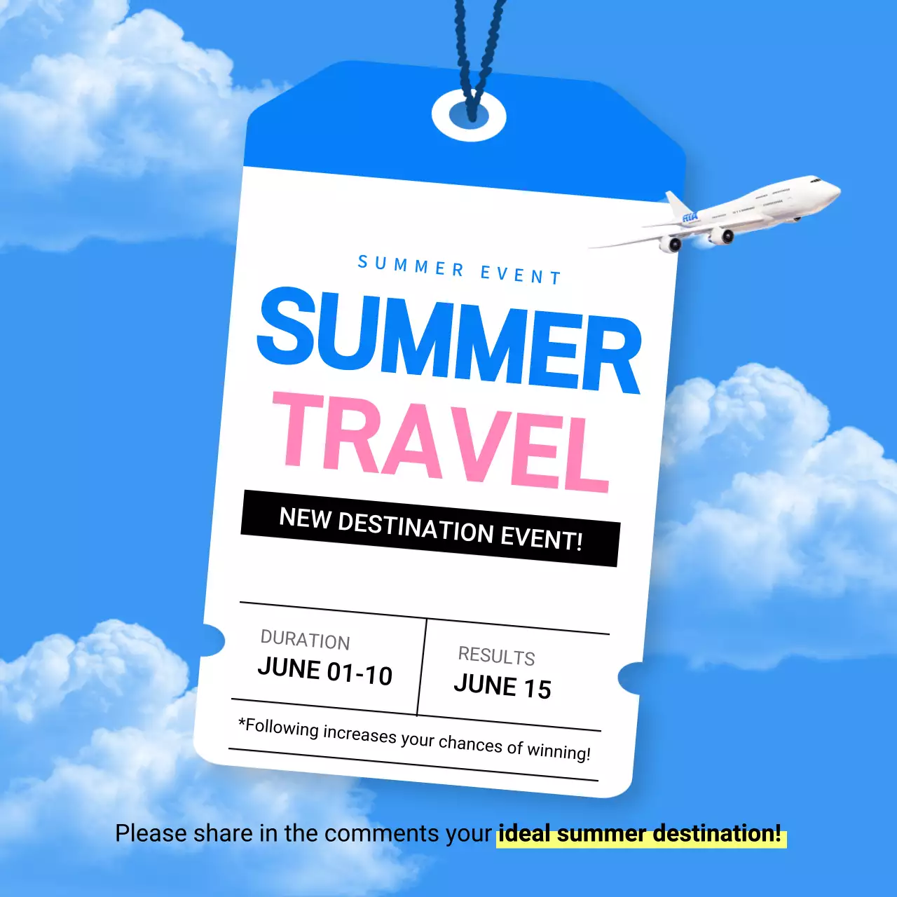 블루 모던 여행 프로모션 소셜 미디어 게시물