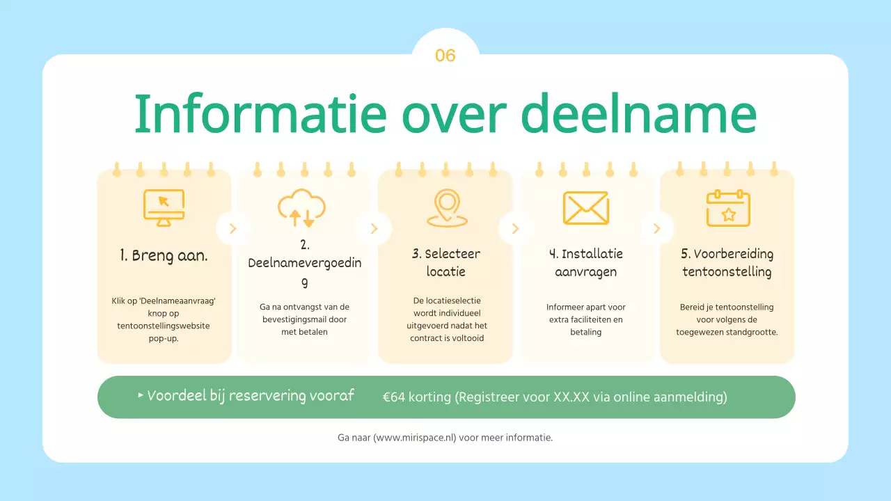 De lichtblauwe en gele oproep voor exposanten op de Kids Fair