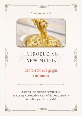 Beige Elegant Menu Announcement Poster