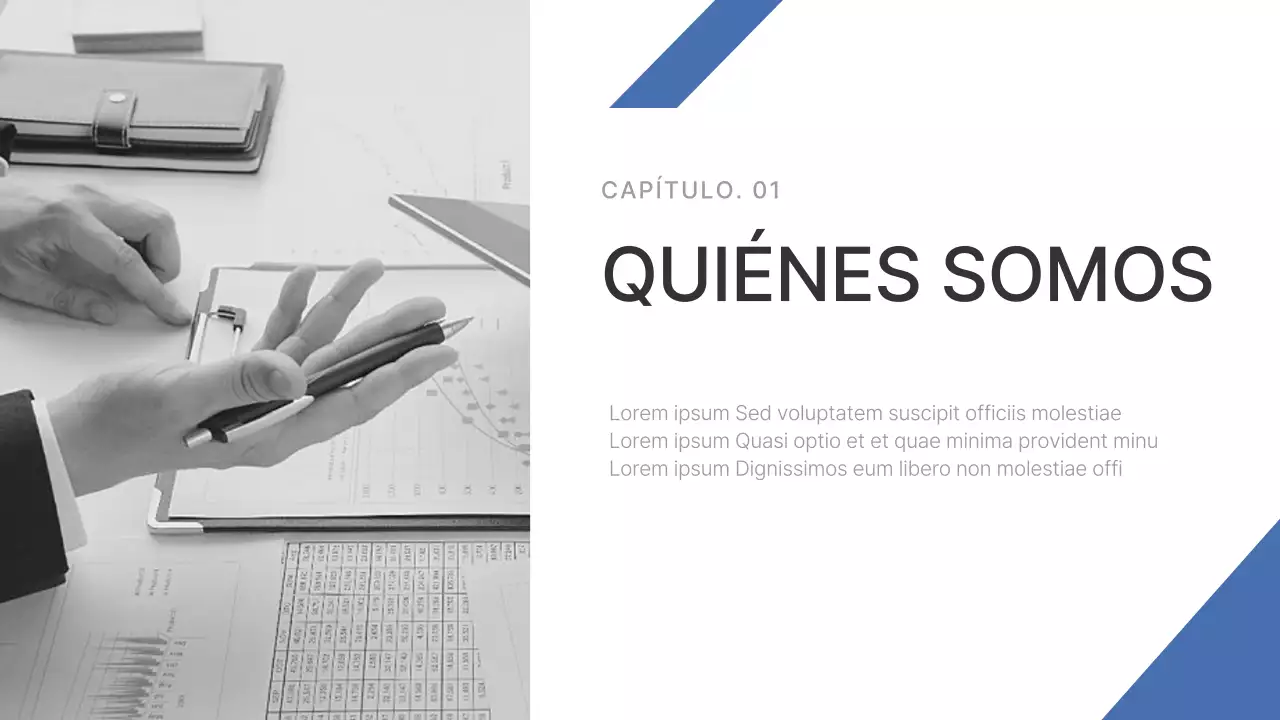 Un sencillo informe corporativo en azul y azul claro