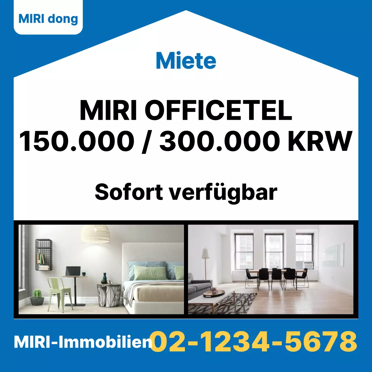 Ein einfacher Einzugsposten in Blau und Schwarz