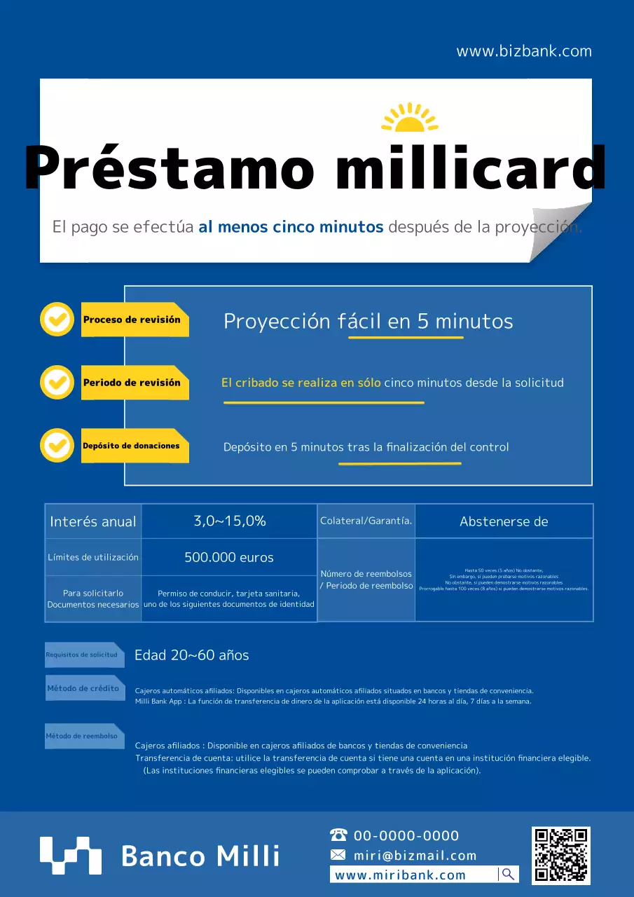 Promover un préstamo de tarjetas bancarias azul y amarillo limpio