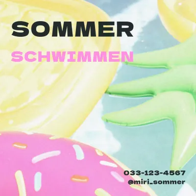 Einfache Schwimmbad-Urlaubspost in Gelb und Schwarz