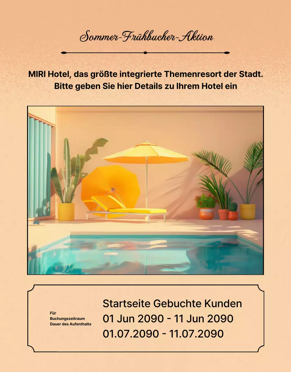 Kitschige Hotelangebote für den Sommer in Orange und Blau