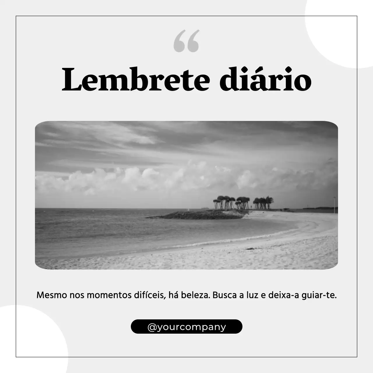 Cinzento Preto Inspiracional Motivacional Citação de Lembrete Diário